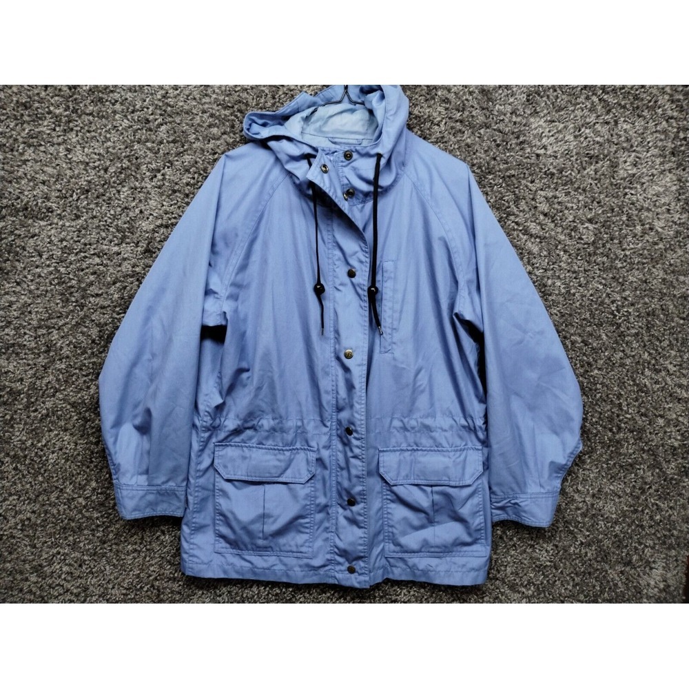 Vintage Eddie Bauer Jacket Women Medium Blue Zip‎ Hooded Y2K